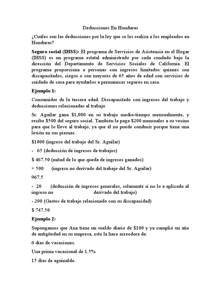 Deducciones Laborales en Honduras 2025 | PDF | Finanzas y dinero