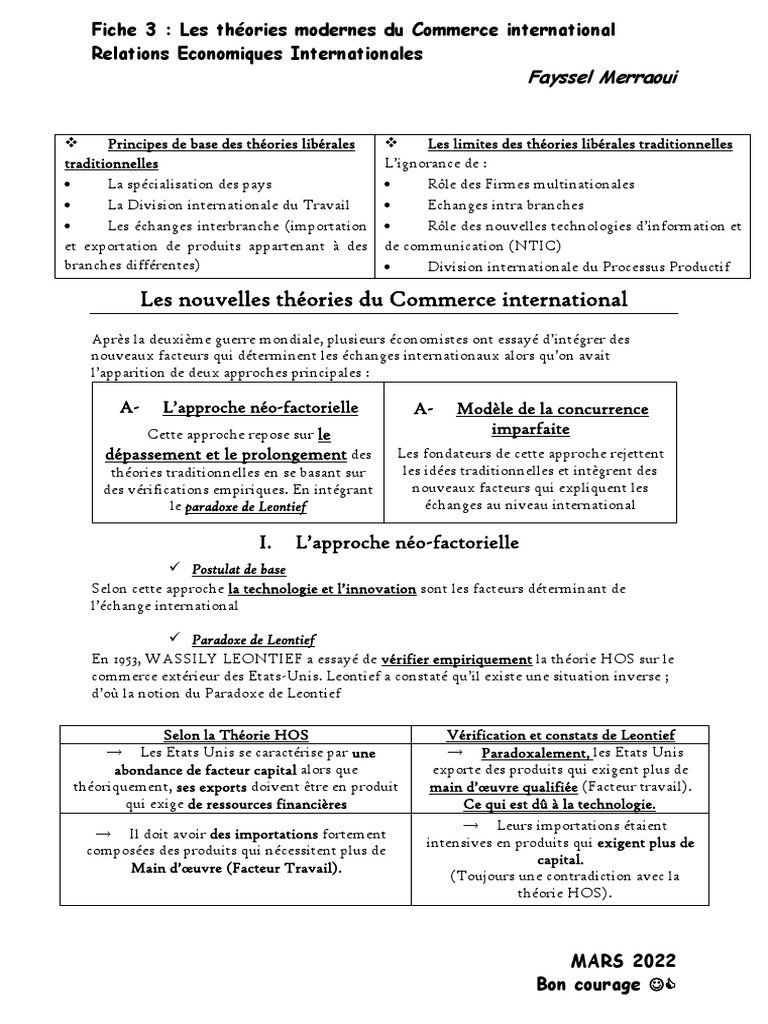 Fiche 3 Commerce International | PDF | Économie d'échelle | Économie