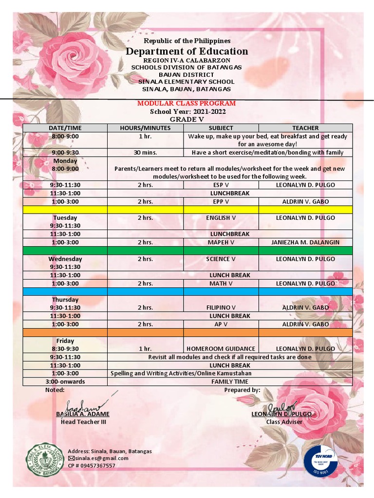 Modular Class Program PDF