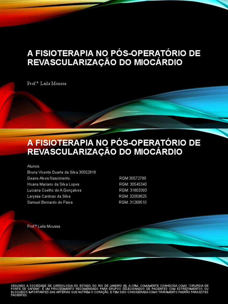 A Fisioterapia No PósOperatório de Revascularização Do Miocárdio PDF Cirurgia de