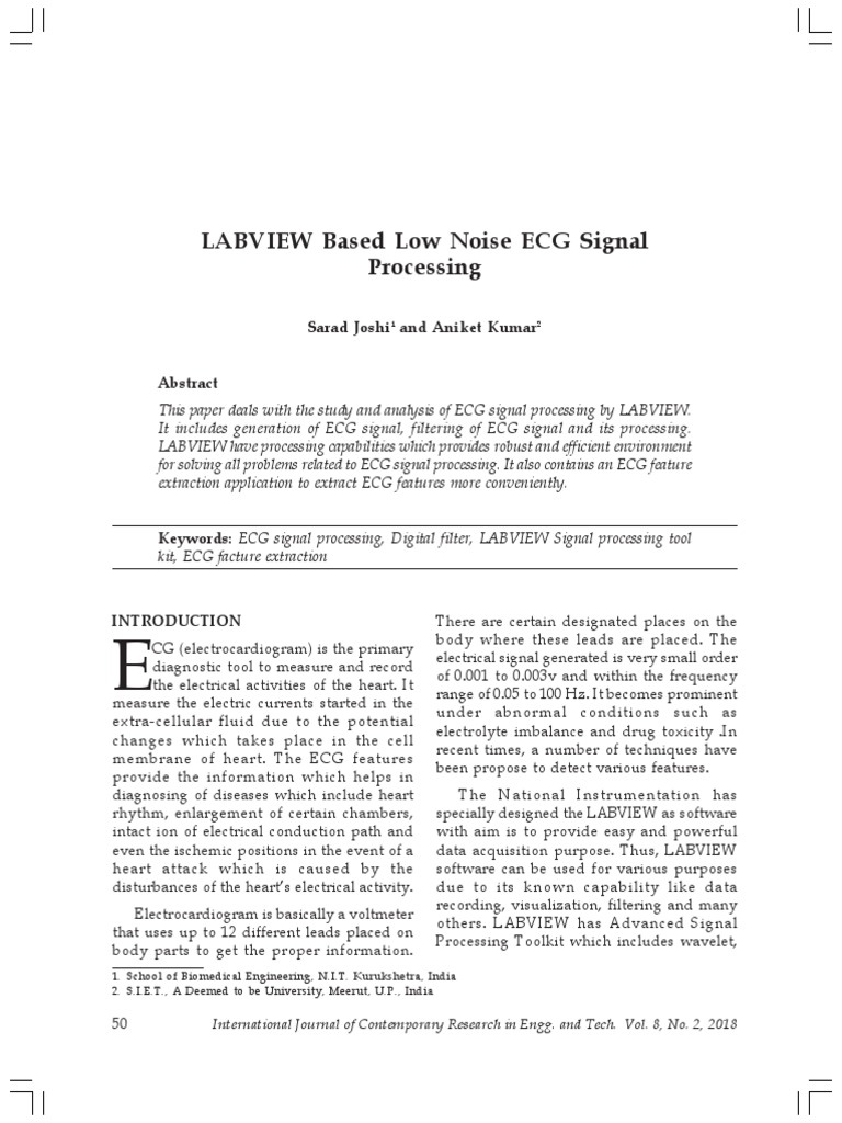 LABVIEW Based Low Noise ECG Signal Processing Sarad Joshi and Aniket