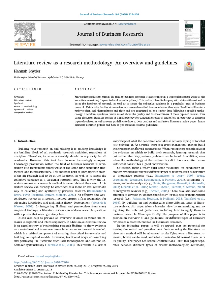 Literature Review As A Research Methodology - An Overview and ...