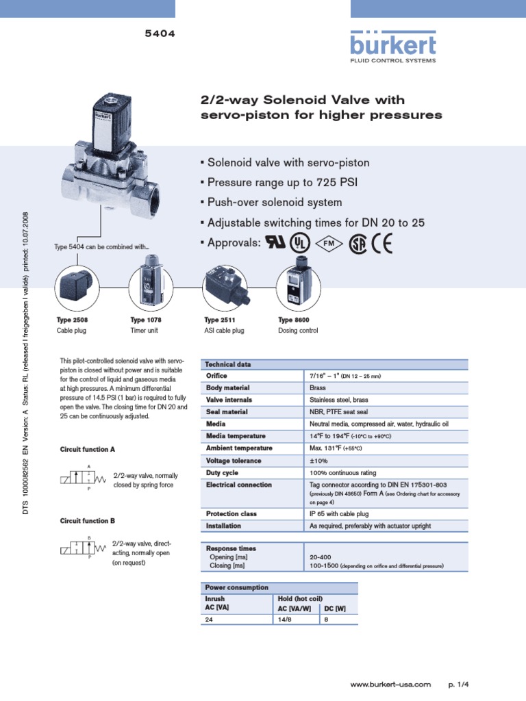 DS5404 Standard US EN PDF Valve Electrical Connector