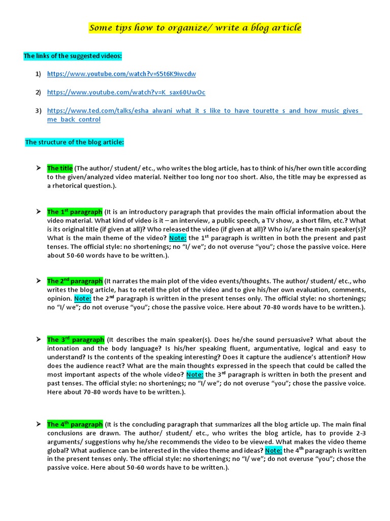 Tips for Writing a Blog Article | PDF | Blog | Human Communication