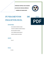 Fundamentos DE LA Imagenología: Universidad Central Del Ecuador Facultad de Ciencias Médicas Carrera de Radiología