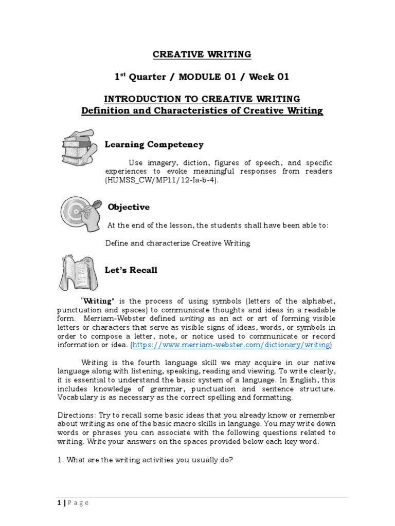 Creative writing quarter 1 module 1 weeks 1 2 pdf narration word
