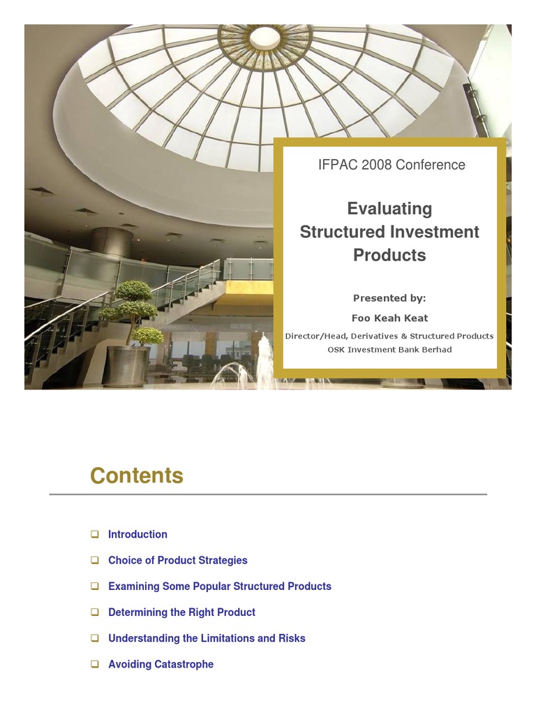 Evaluating Structured Investment Products Option (Finance