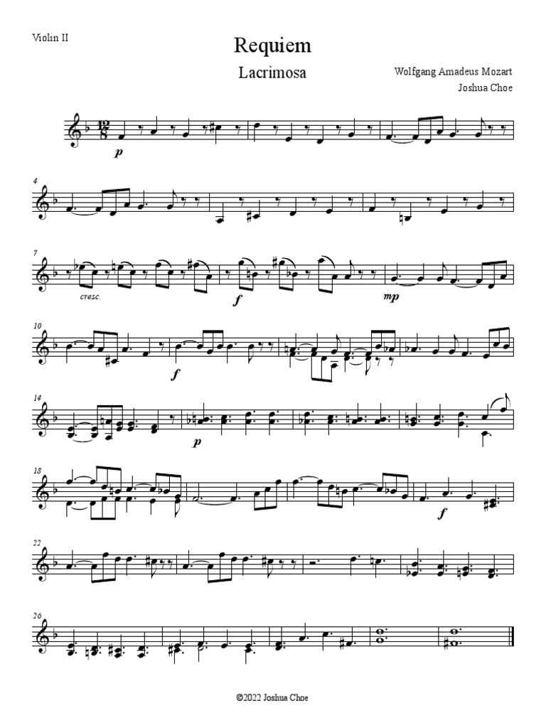 LacrimosaVLN 2 PDF Wolfgang Amadeus Mozart Mozart Family