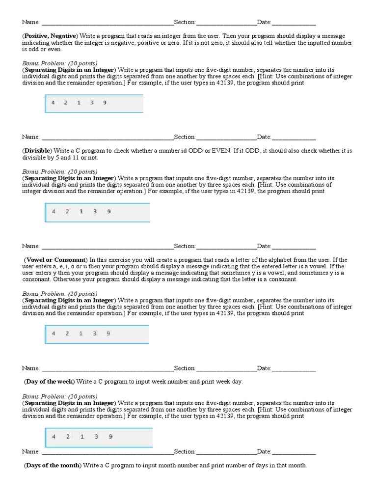 If Else Exercises | PDF | Numbers | Triangle