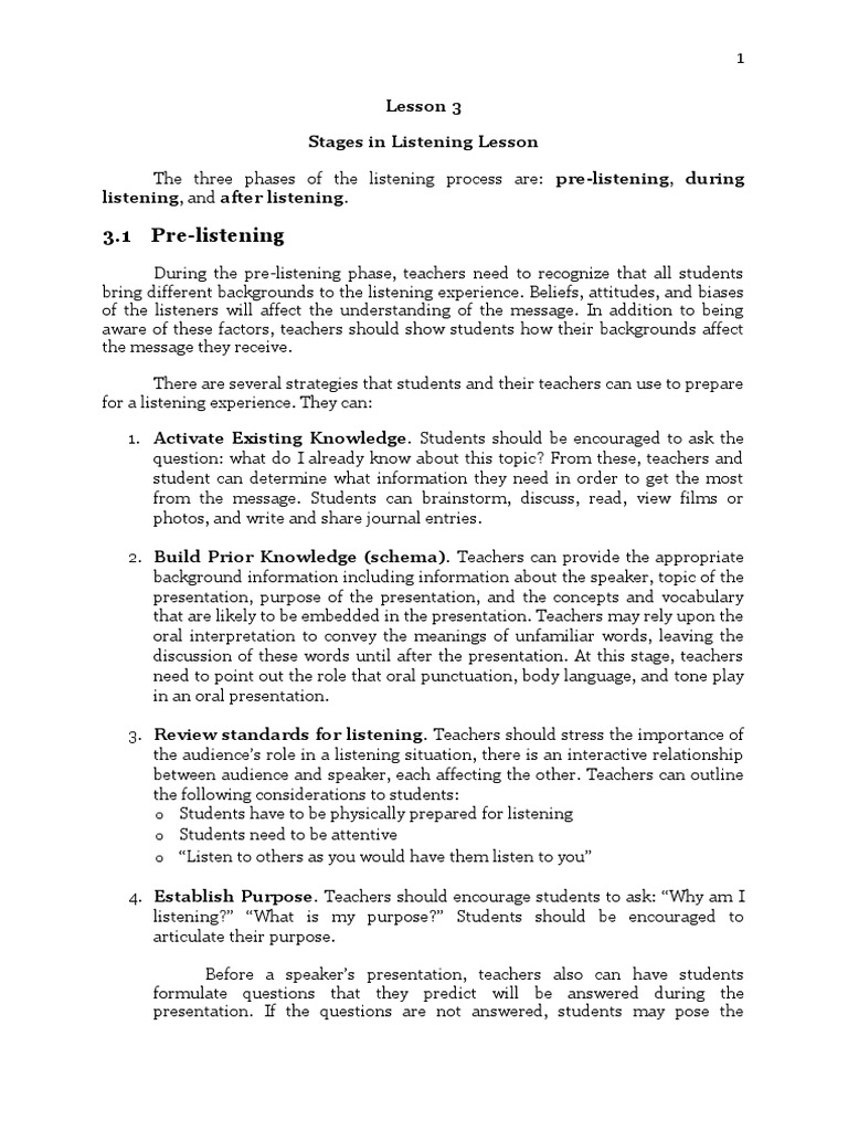 Teaching the Three Stages of Listening | PDF | Fallacy | Human ...