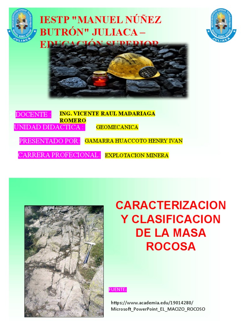 Caracterizacion de La Masa Rocosa (Henry Gamarra) | PDF | Roca ...