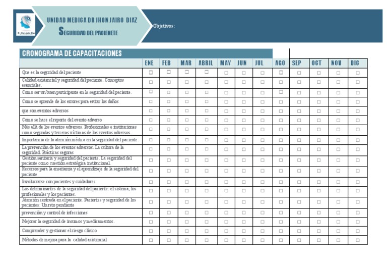 Cronograma de Capacitaciones Seguridad Del Paciente | PDF | Seguridad ...