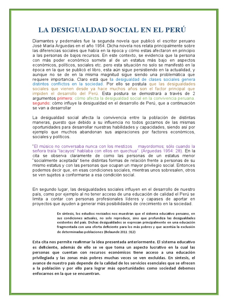 Desigualdad social en el Perú hoy | PDF | Desigualdad social ...