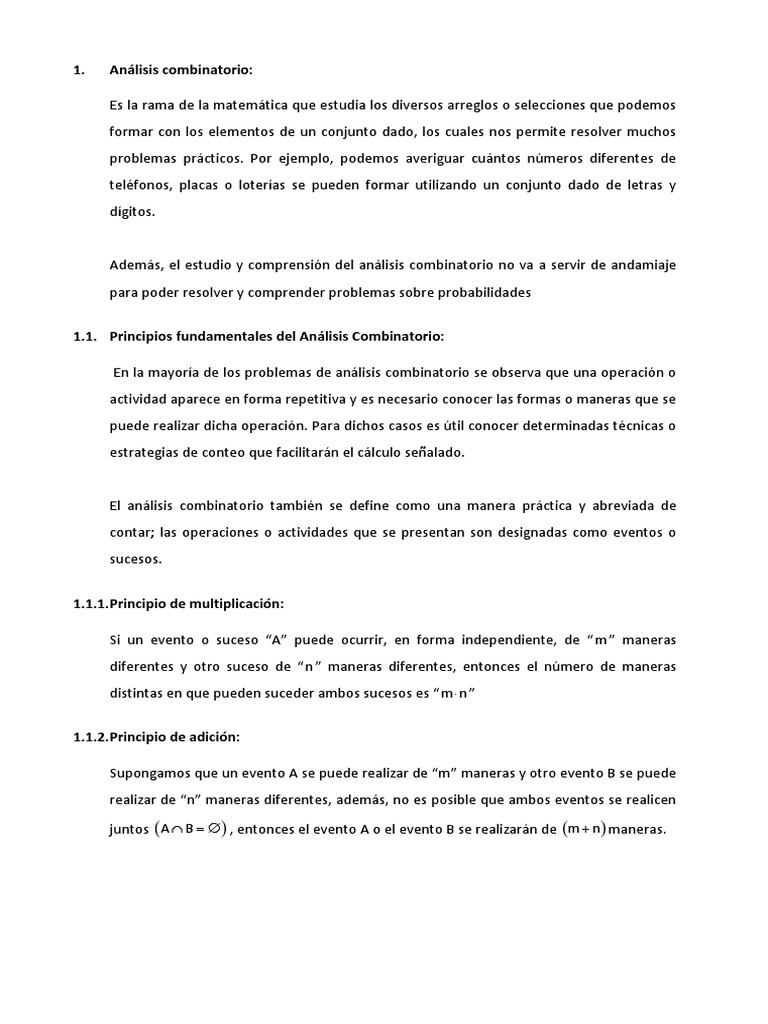 Análisis Combinatorio y Probabilidades | PDF | Combinatoria | Permutación
