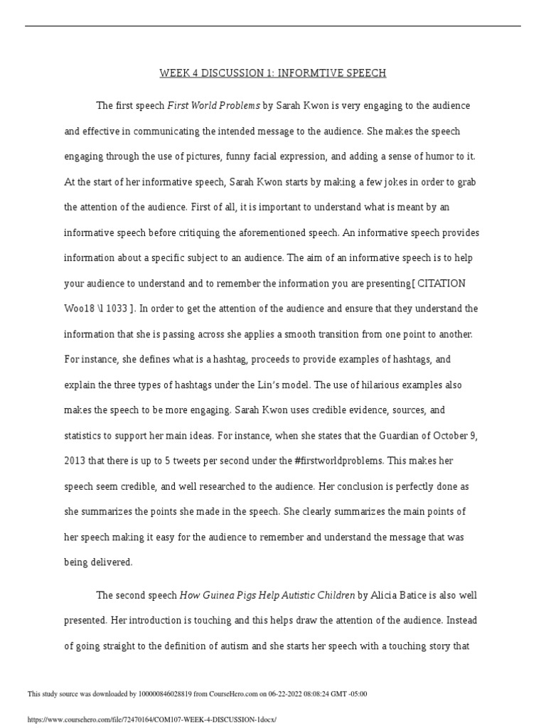 Analyzing Effective Informative Speeches | PDF | Information ...
