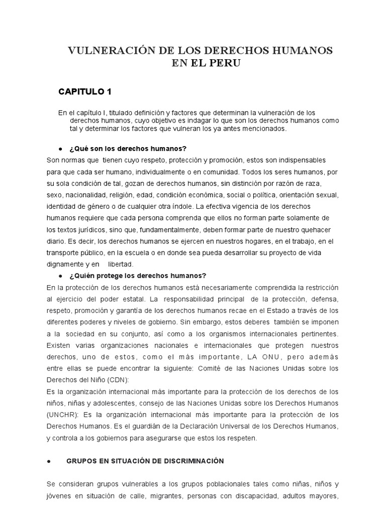 Vulneración de Derechos Humanos en Perú | PDF | Política | Ciencias ...