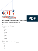 Olympiad Class Viii Mathematics Cubes and Cube Roots Model Questions
