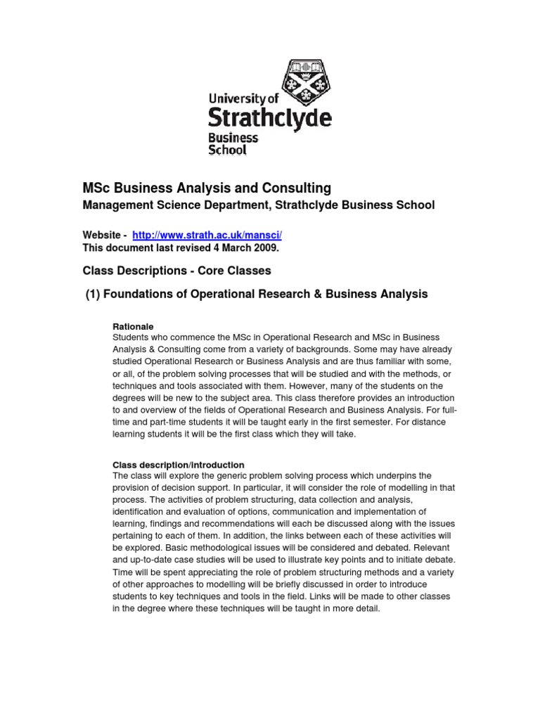 MSc Business Analysis Overview | PDF | Strategic Management | Simulation