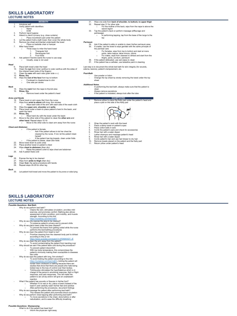 Bed Bath and Shampooing Procedures A Guide to Performing Basic Hygiene