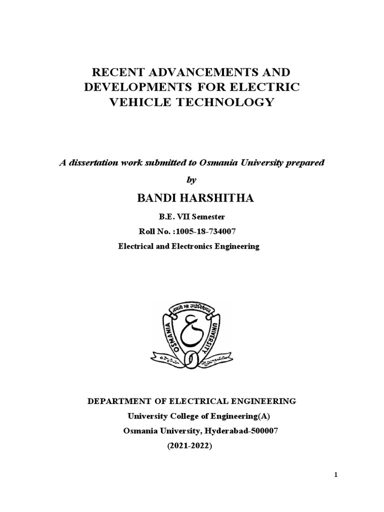Recent Advancements and Developments For Electric Vehicle Technology