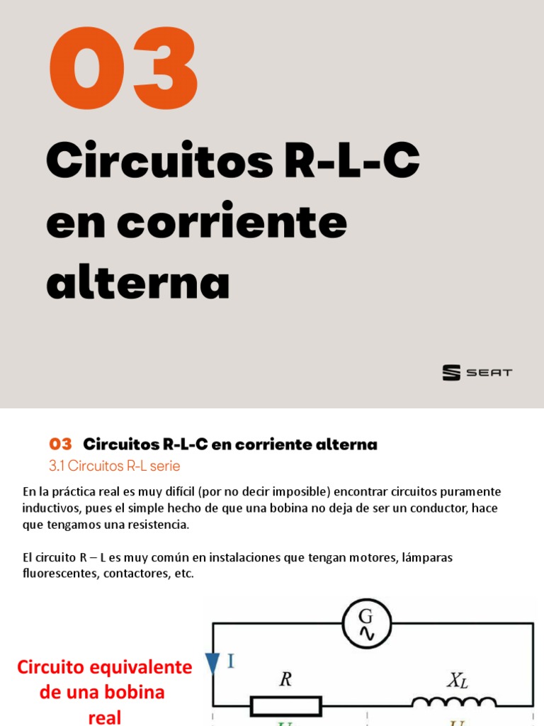 Circuitos R-L-C en Corriente Alterna | PDF | Energia electrica | Inductor