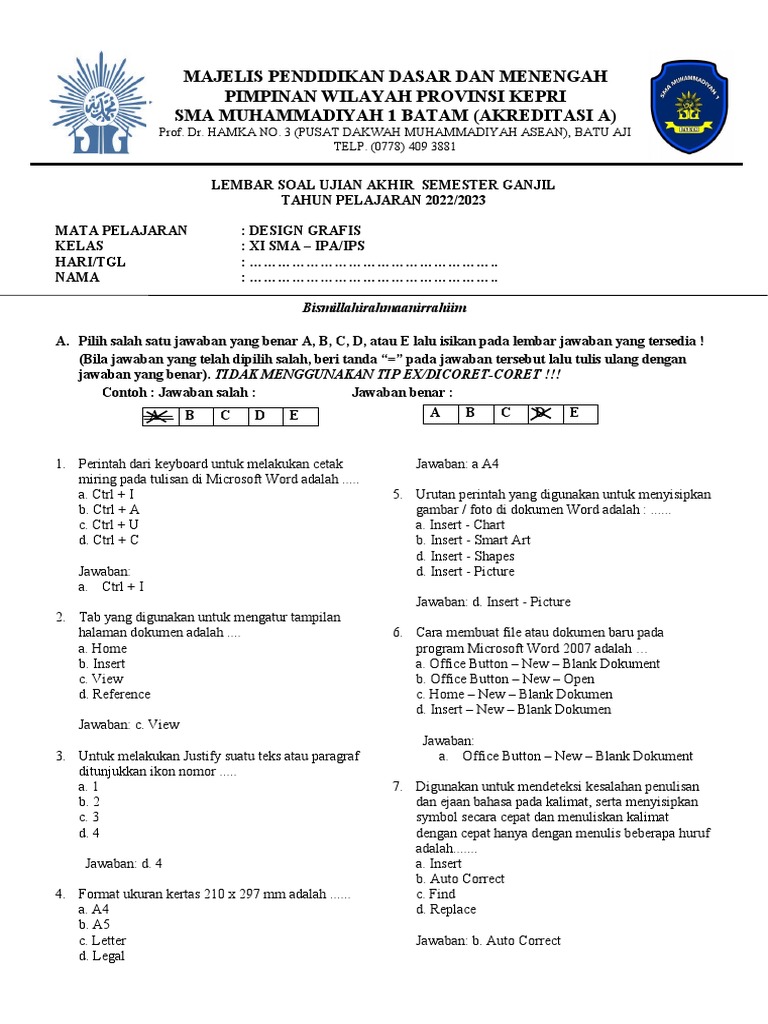 Soal Jawaban Tik Uas Ganjil Kls Xi Ryan Pdf