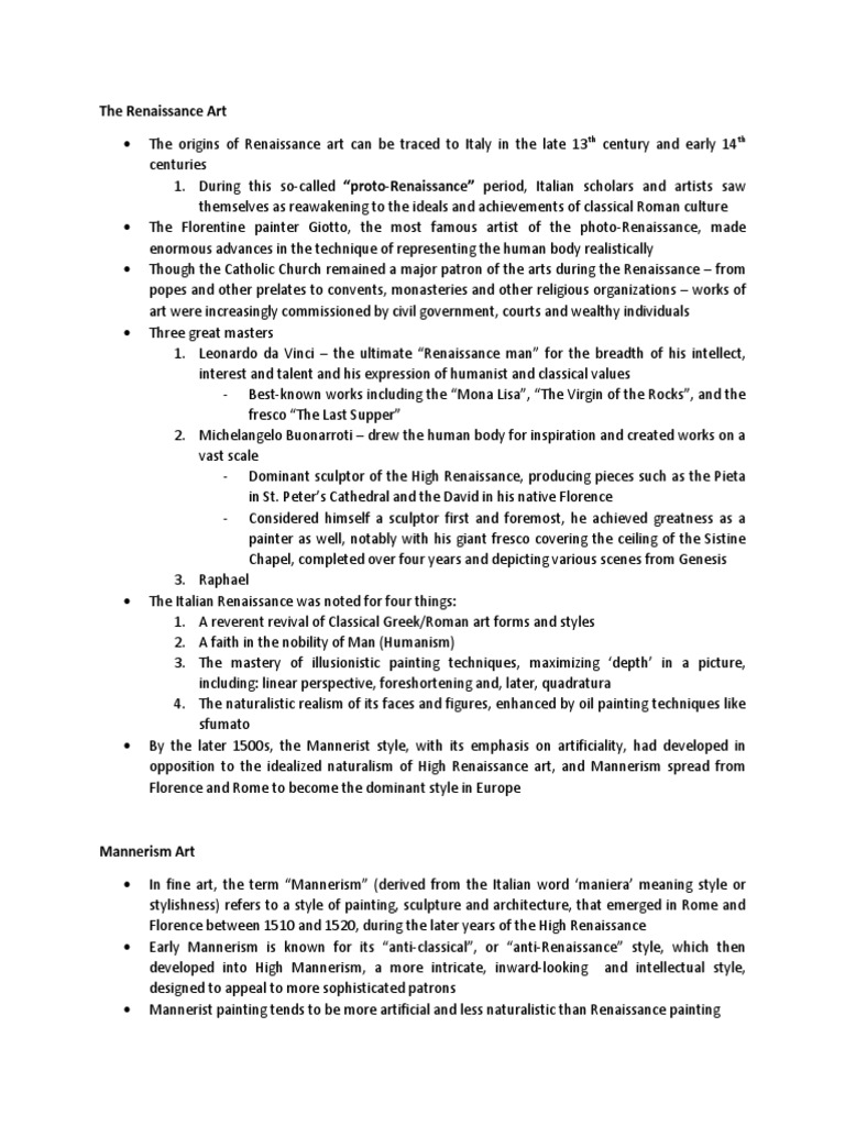 The Renaissance Art To Rococo Art Pdf Renaissance Aesthetics