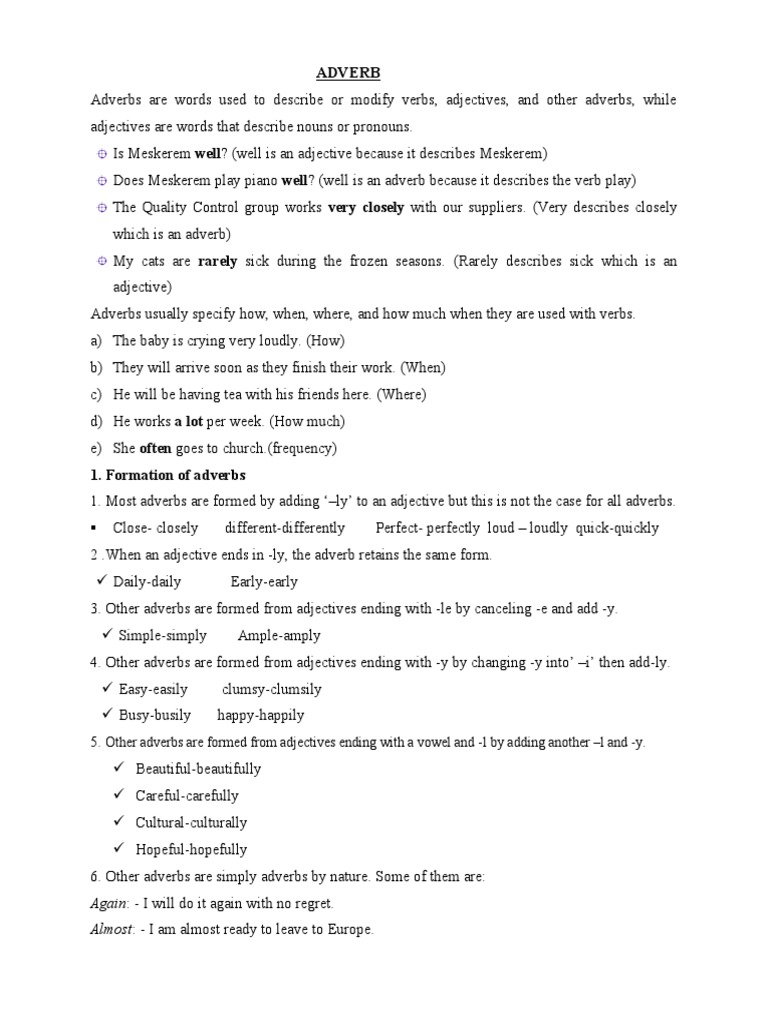 Understanding Adverbs: Types and Usage | PDF | Adverb | Adjective