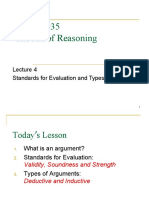 Lecture 4 Standards For Evaluation and Types of Arguments