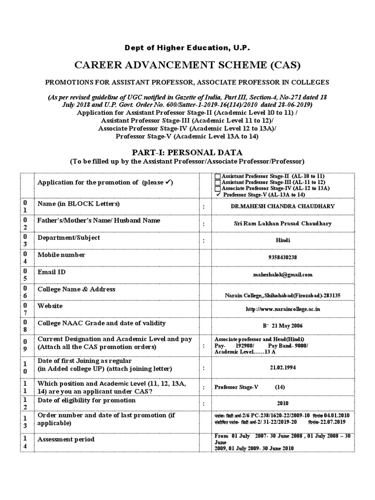 CAS Promotion Guidelines for Professors | PDF | Doctor Of Philosophy ...