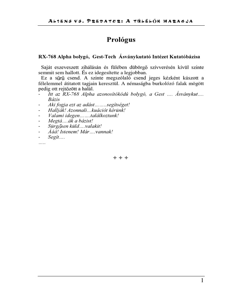Aliens Vs Predators - A Túlélők Haragja | PDF