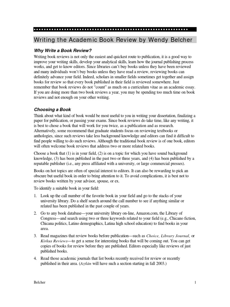 Belecher-Write Academic Book Review | PDF | Books | Academic Journal