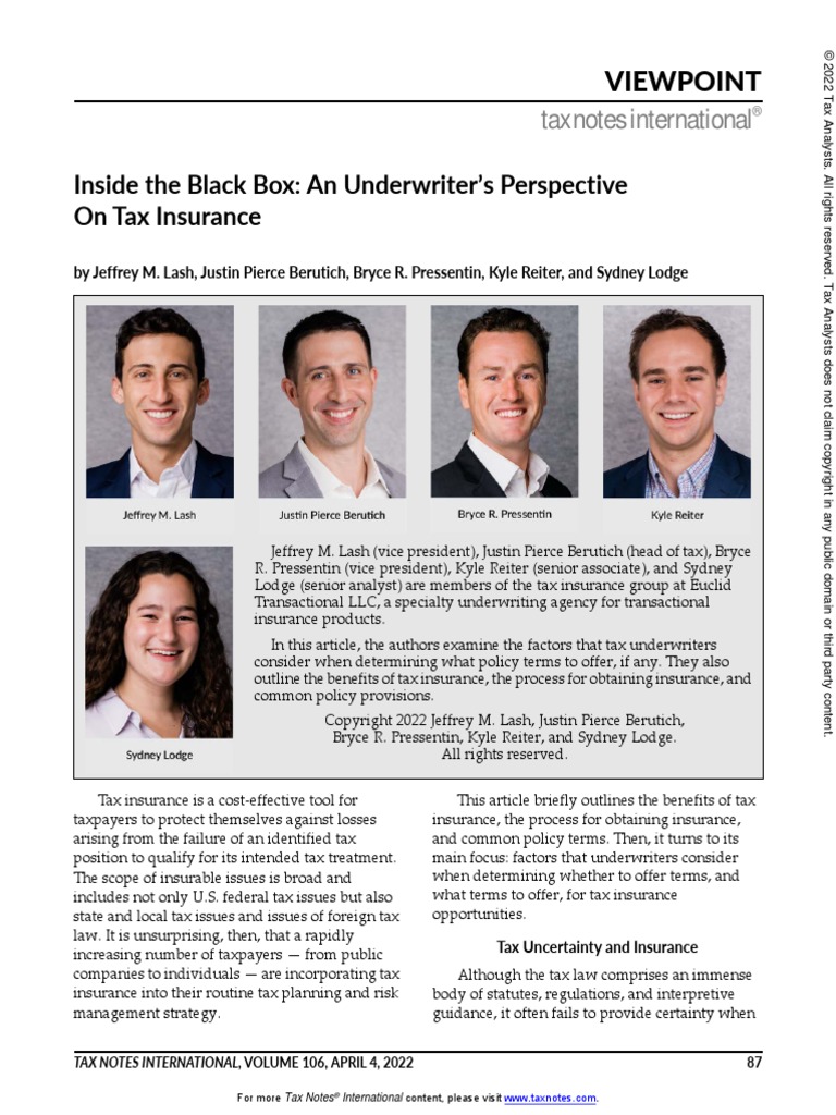 Inside The Black Box An Underwriter S Perspective 1650158629 | PDF ...