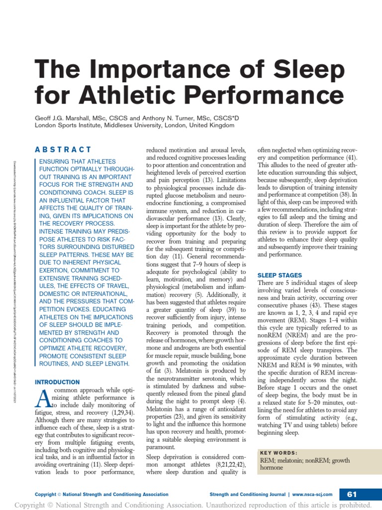 The Importance of Sleep For Athletic Performance.9 PDF
