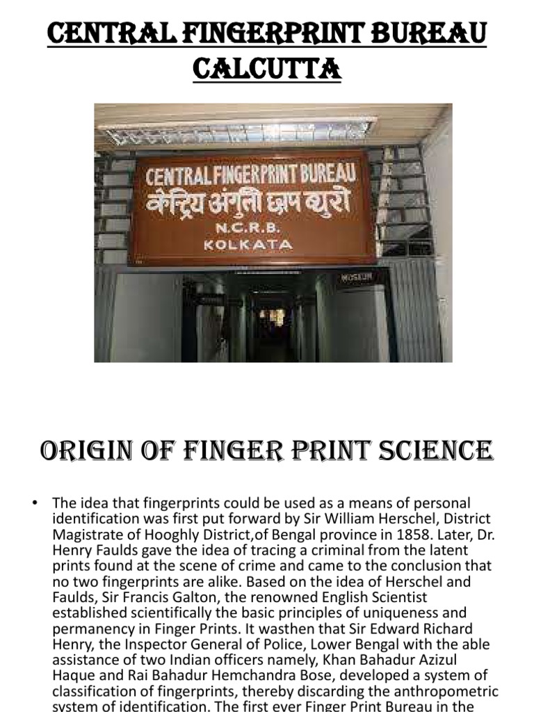 Central Fingerprint Bureau PDF Fingerprint Crime & Violence