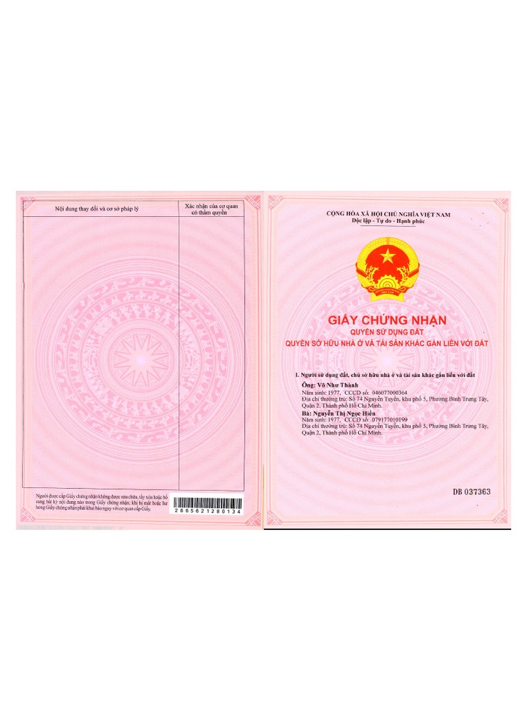 Mặt trước sổ hồng | PDF