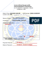 eOR Receipt for Teacher Certification Fee