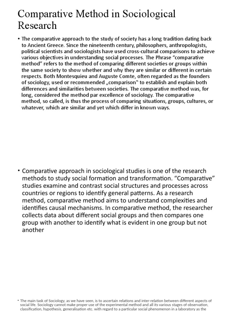 Comparative Method in Sociology | PDF | Sociology | Statistics