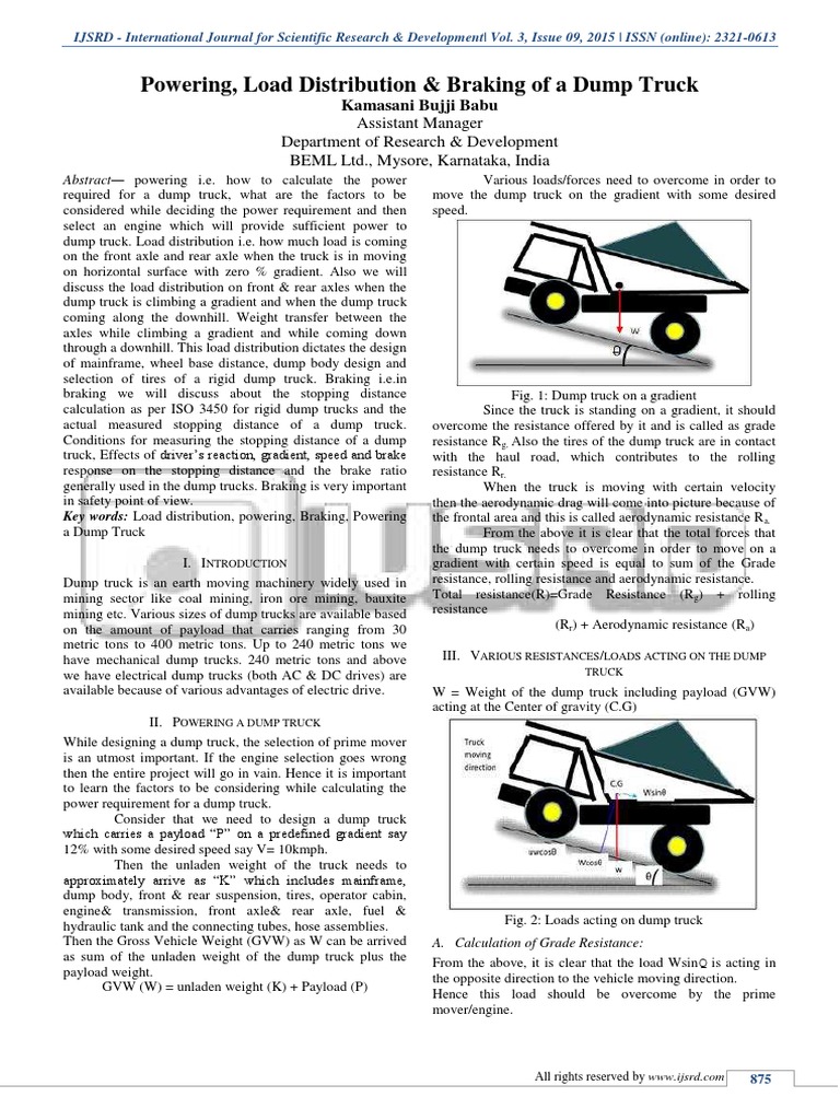 Dump Truck Powering & Load Analysis | PDF | Truck | Brake