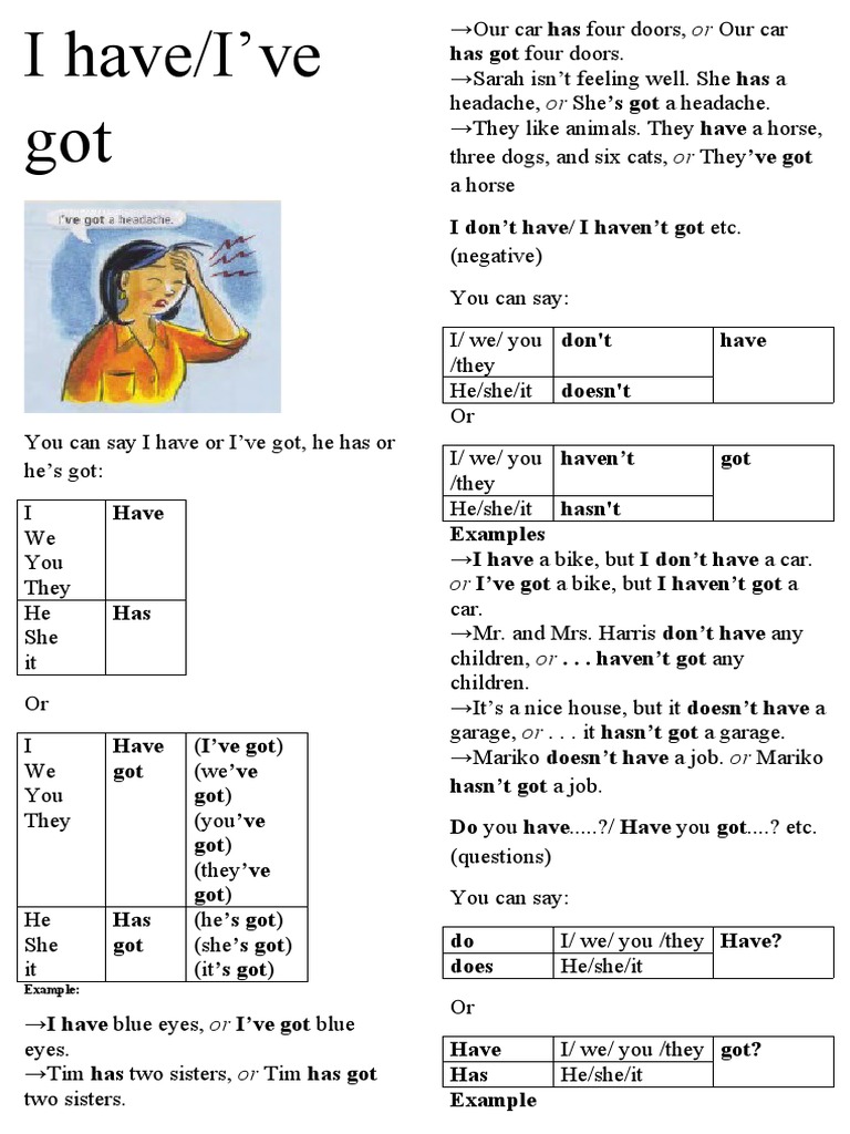 Have, Have Got | PDF | Language Arts & Discipline