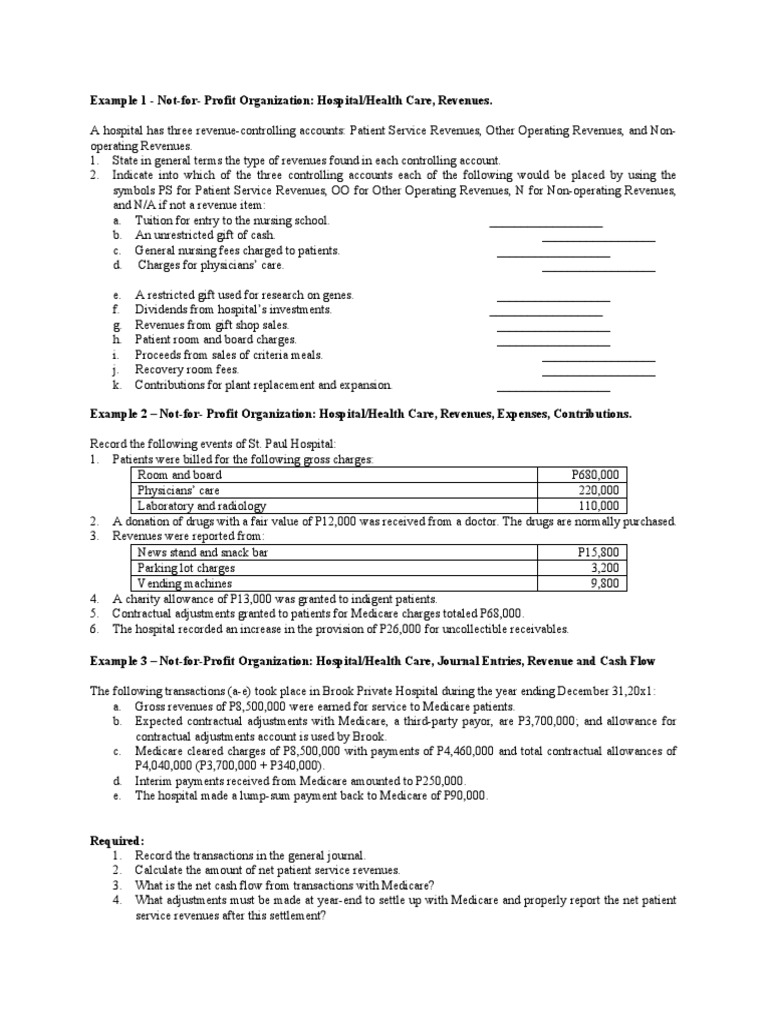 Hospital Revenue and Accounting Examples | PDF | Revenue | Expense