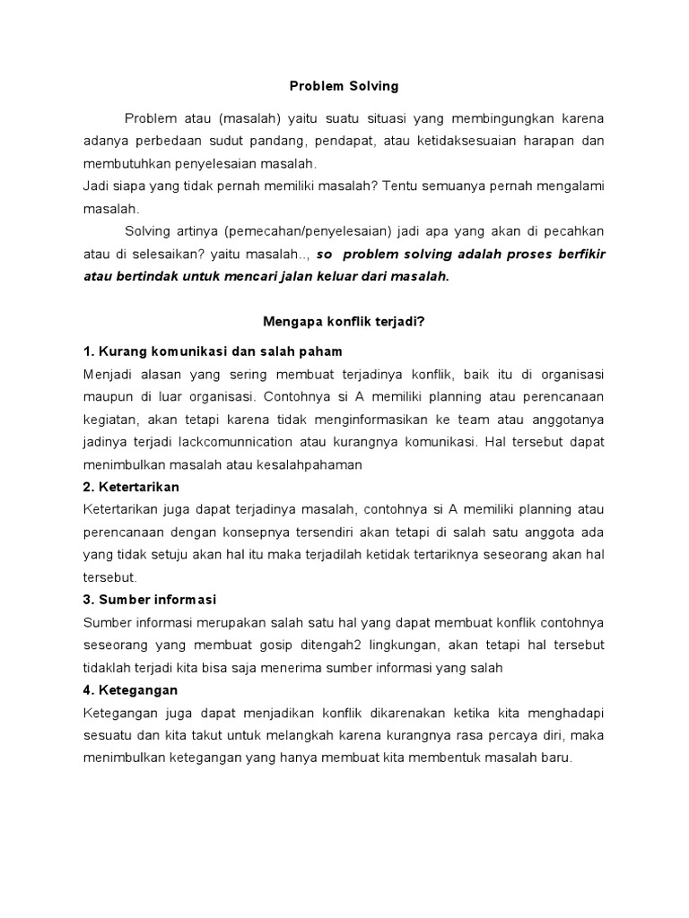 Problem Solving dalam Organisasi | PDF | Karier & Perkembangan ...