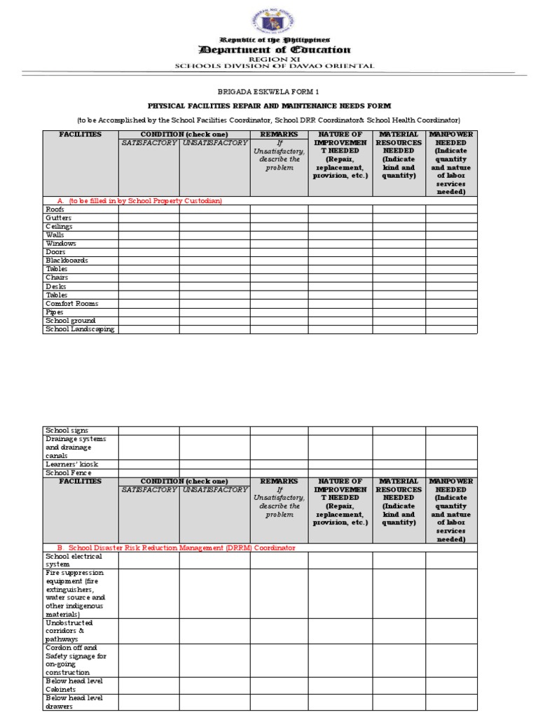 Brigada Eskwela Forms Download