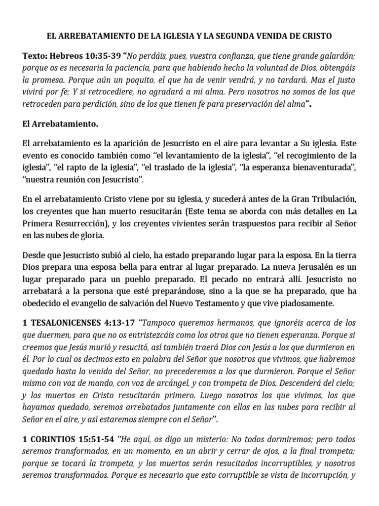 Arrebatamiento y Segunda Venida de Cristo | PDF | Éxtasis | Jesús