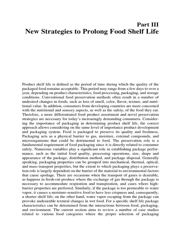 New Strategies To Prolong Food Shelf Life Download Free PDF Food