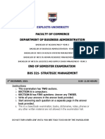 Strategic Management - End of Semester December 2105