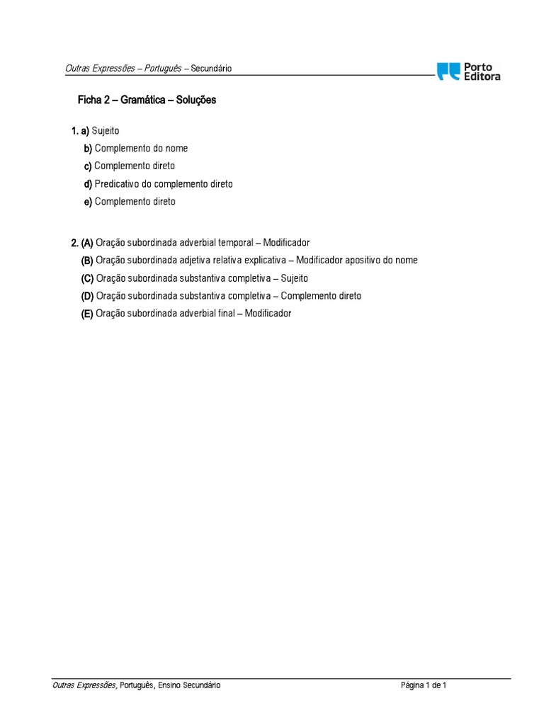 Pdfcoffee.com ficha trabalho-gramatica-10-ano-pdf-free