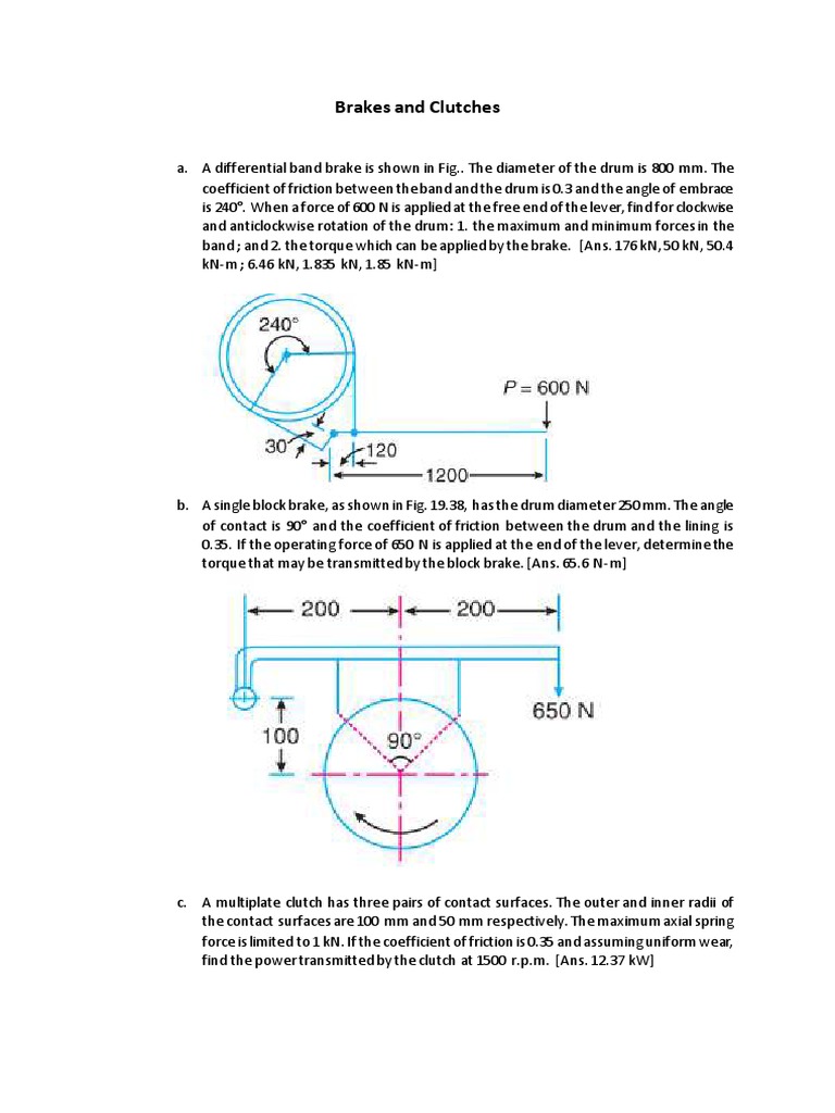 Unsolved Problems On Brakes and Clutches PDF Clutch Brake