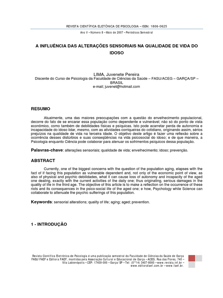 Qualidade de Vida e Idosos no Brasil | PDF | Envelhecimento | Terceira ...