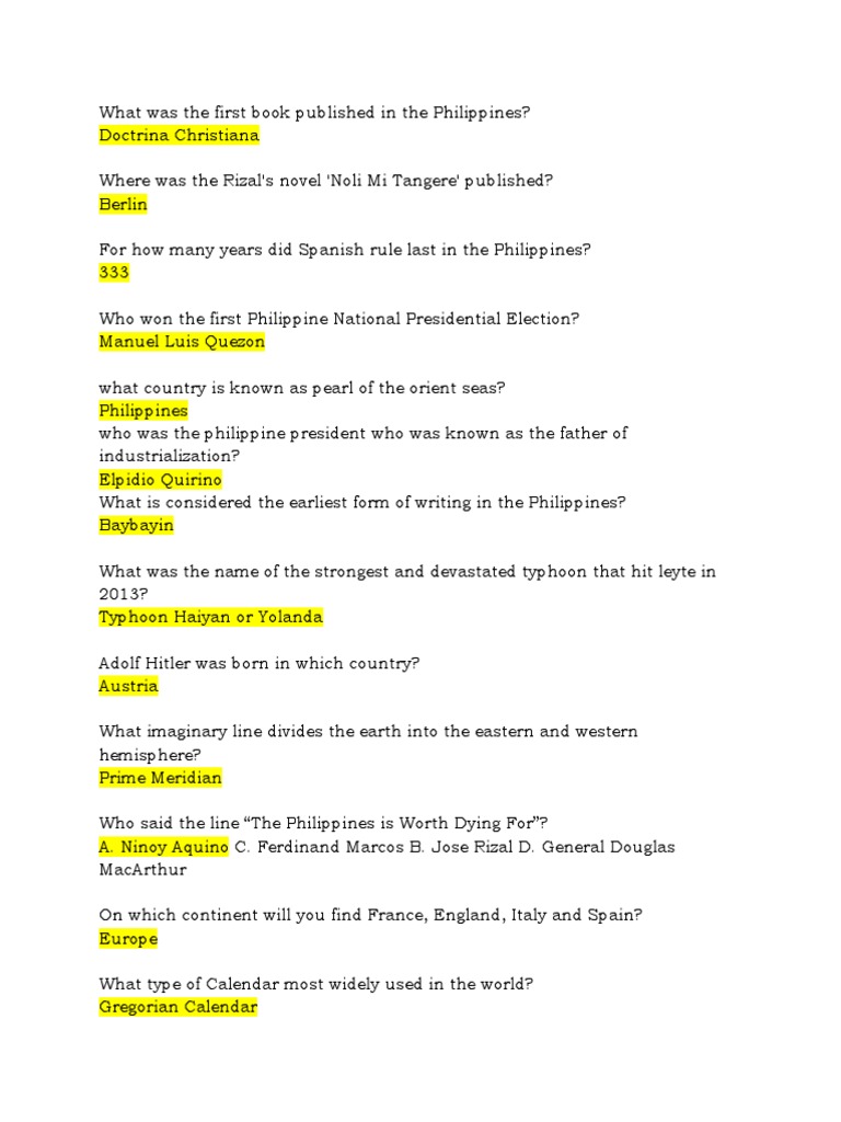 history quiz PDF